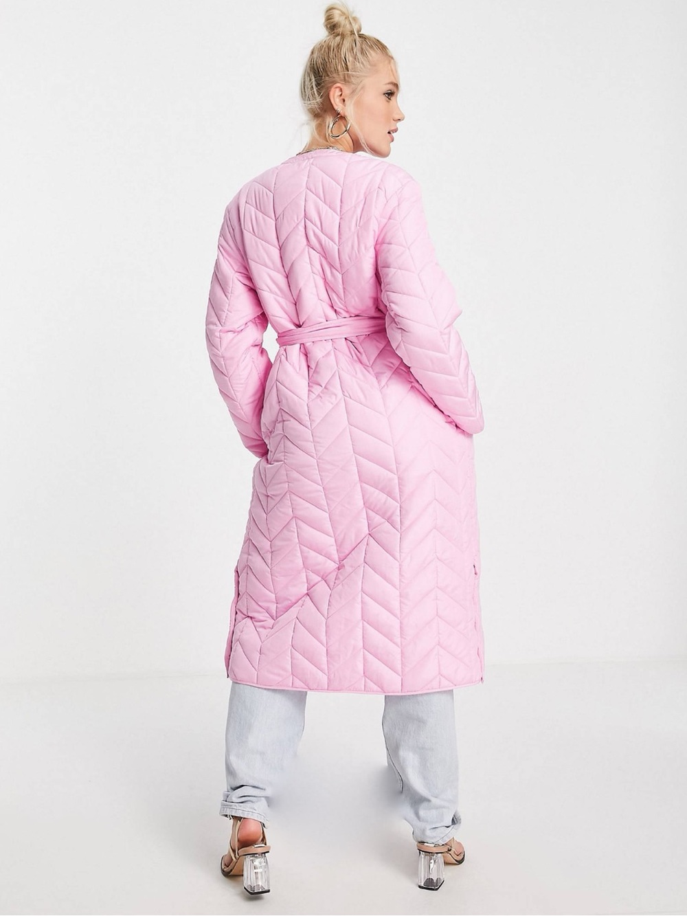 ASOS PIECES Longline Quilted Jacket - Picture 2 of 7